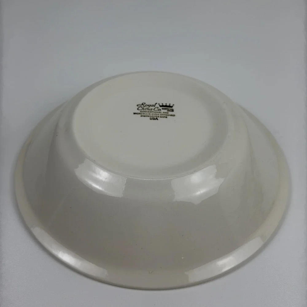 Royal China Co Pasta Serving Bowl 12 Inch Green Burgundy Stripe Made in‎ USA